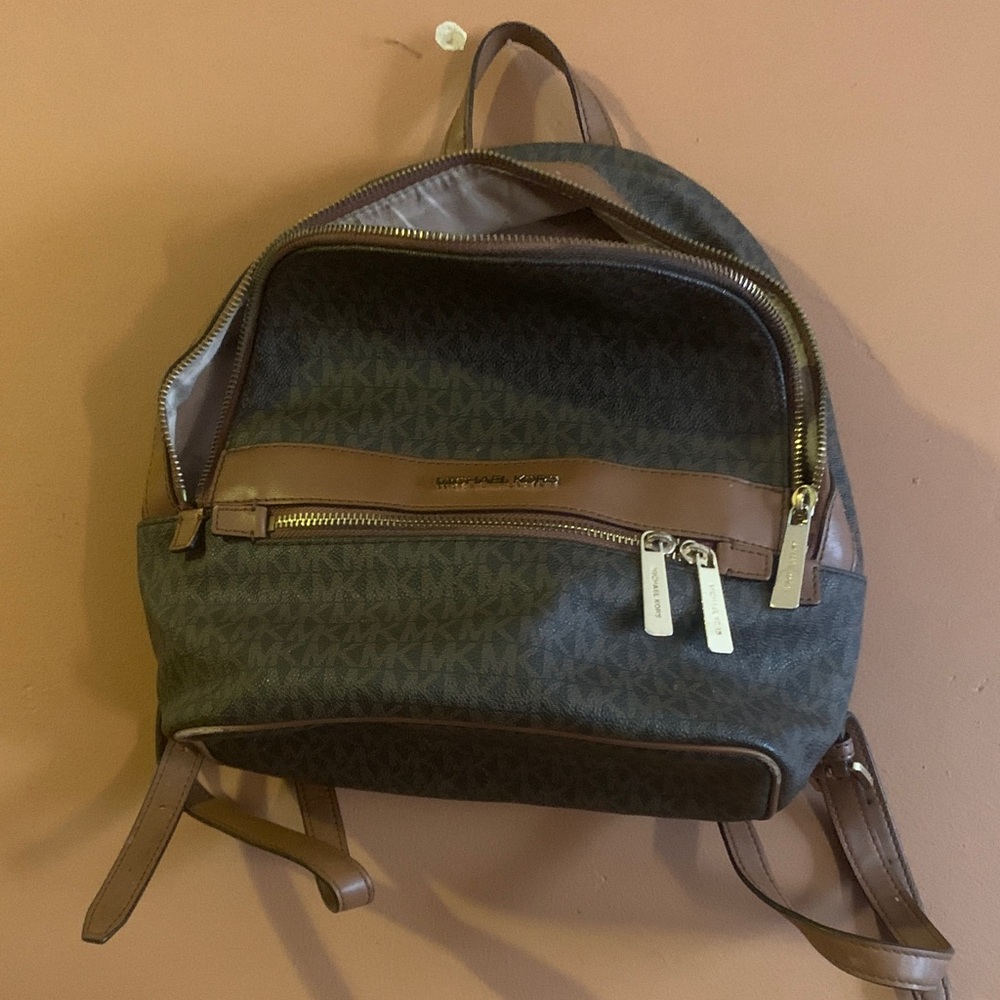 Michael Kors Gray and Brown Backpack